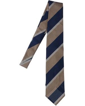 Cesare Attolini Striped Silk Tie - Blue