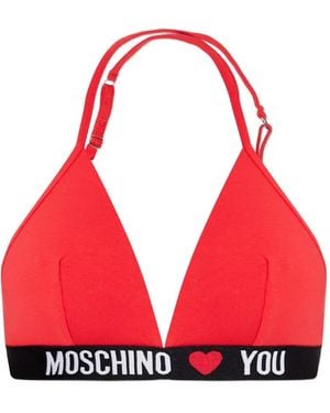 Moschino Logo-Band Bra - Red