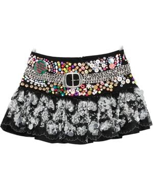 Chopova Lowena Skyhawk beaded mini skirt - Negro