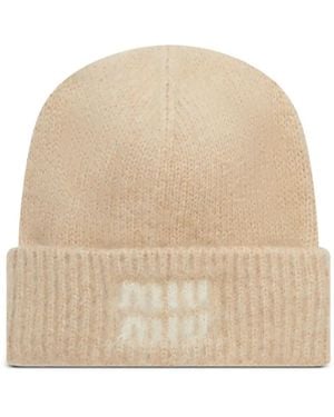 Miu Miu Mütze Mit Logo - Natur