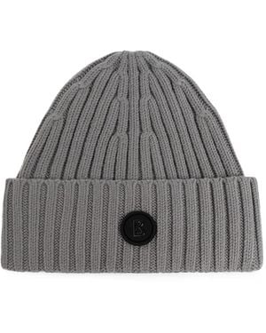 Bogner Cable-Knit Ribbed Beanie Hat - Grey