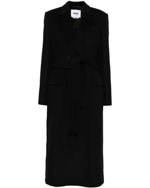 MSGM Jas Met Ceintuur En Gekerfde Kraag - Zwart