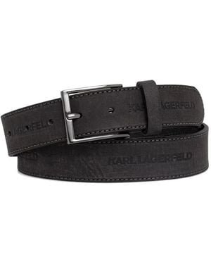 KARL LAGERFELD Logo-Embossed Buckle-Fastening Belt - Black