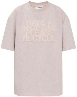 Ganni Logo-Appliqué T-Shirt - Pink