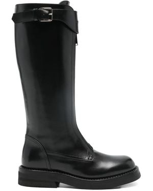 McQueen Bottes Countryside En Cuir À Boucle - Black