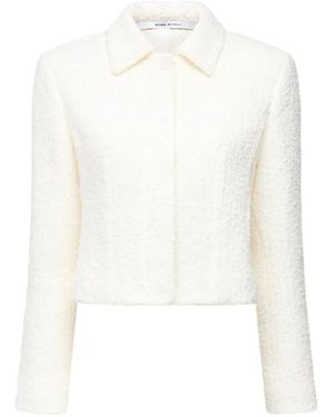 Another Tomorrow Long-Sleeve Tweed Jacket - White