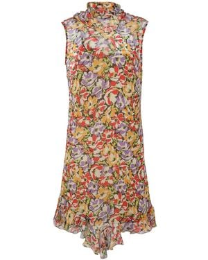 Stella McCartney Ultra Floral-Print Ruffled Minidress - Pink