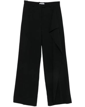 Jil Sander Pantalon Ample À Volants - Black