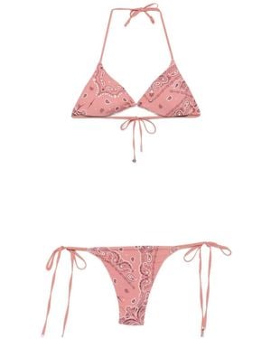 VENUJA Paisley-Print Crystal-Embellished Bikini - Pink
