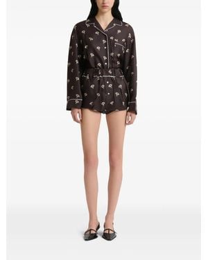 Marni Silk Twill Bloomers With Floral Print - Black
