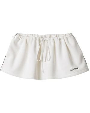 Miu Miu Cotton-Jersey Mini Skirt - White
