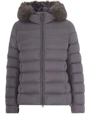 Colmar Trimmed-Hoodie Quilted Jacket - Grey