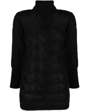 Greta Boldini Astro Cable-Knit Roll-Neck Dress - Black