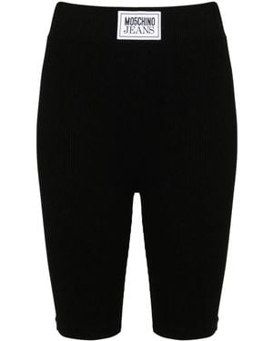 Moschino Logo-Patch High-Waist Shorts - Black
