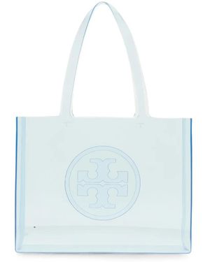 Tory Burch Small Ella Logo-Embossed Tote Bag - Blue