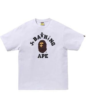 A Bathing Ape T-Shirt Ninja College Con Logo - Bianco