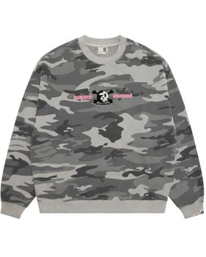 Aape By A Bathing Ape Pull Brodé À Motif Camouflage - Gris