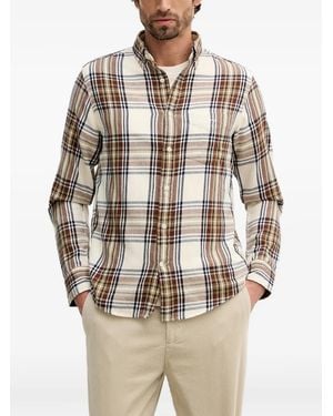 GANT Checked Chest-Pocket Shirt - Natural