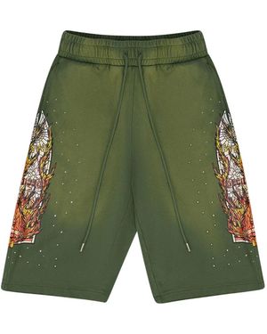 Who Decides War Flame Glass Track Shorts - Green