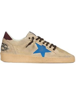 Golden Goose Ballstar Trainers With Embroidered Star - Natural