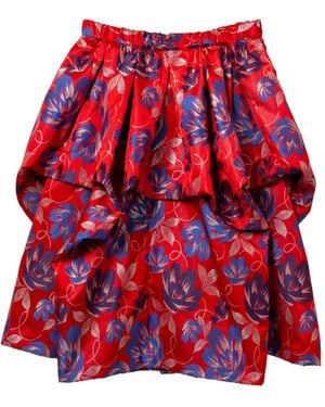Comme des Garçons Floral Print Midi Skirt - Red