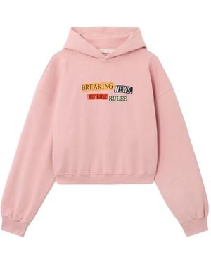 Palm Angels Felpa Quote Con Stampa Grafica E Cappuccio - Rosa