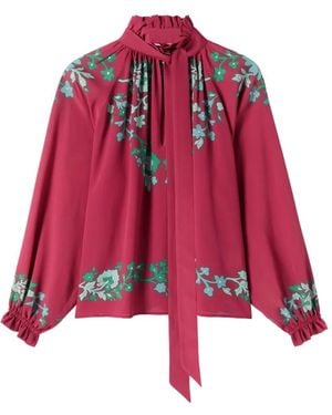 La DoubleJ Cerere Floral Ruffled Blouse - Red