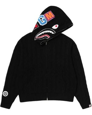 A Bathing Ape Sudadera Shark De Punto De Ochos Con Capucha - Negro