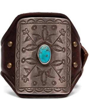 Fortela Leren Armband Met Turkoois - Bruin