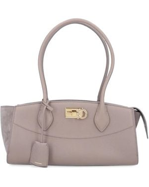Ferragamo New Studio Soft Bag East-West (M) - Gray