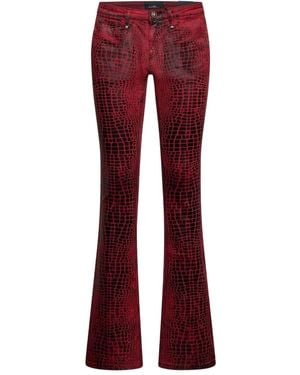 John Richmond Pantalones Acampanados Con Estampado De Piel De Cocodrilo - Rojo
