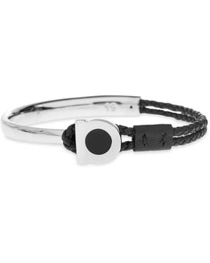 Ferragamo Gancini-Detail Braided-Leather Bracelet - White