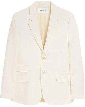 Ami Paris Single Breasted Gabardine Blazer - White