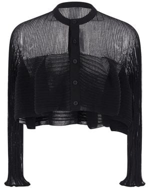 CFCL Ribbed-Knit Cropped Cardigan - Black