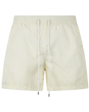 Fedeli Patterned Drawstring Swim Shorts - White