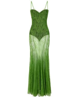 Elisabetta Franchi Floral-Lace Maxi Dress - Green