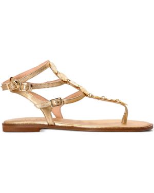 Kotris Sandals Coin-Embellished Leather Sandals - Natural