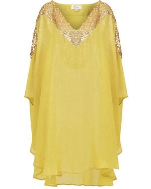 SANA OSMANI Chloris Hooded Sequin Mini Dress - Yellow