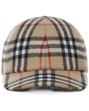 Burberry Check Wool Baseball Cap - Gray