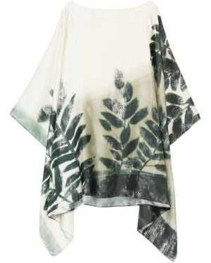 Marina Rinaldi Mrnvisiera Floral-Print Silk Top - Green