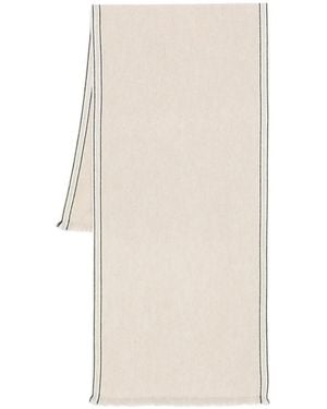 Brunello Cucinelli Striped Cashmere Scarf - White