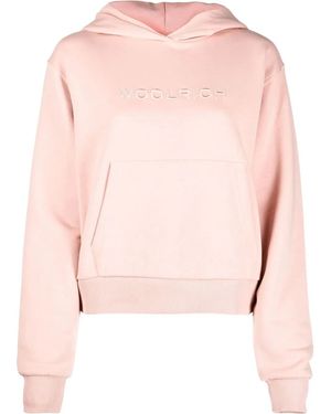 Woolrich Logo-Embroidered Cotton Hoodie - Pink