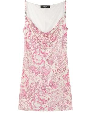 Versace Mini Dress With Cowl Neckline - Pink