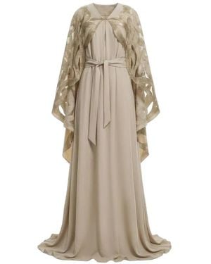 Saiid Kobeisy V-Neck Cape-Effect Gown - Natural