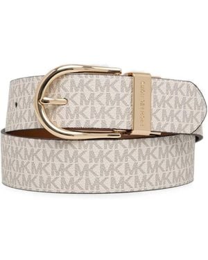 MICHAEL Michael Kors Logo-Print Reversible Belt - White