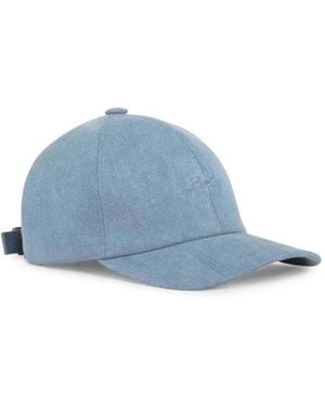 Aurélien Bestickte Baseballkappe Aus Denim - Blau