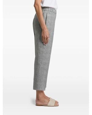 Peserico Check-Pattern Elasticated-Waistband Pants - White