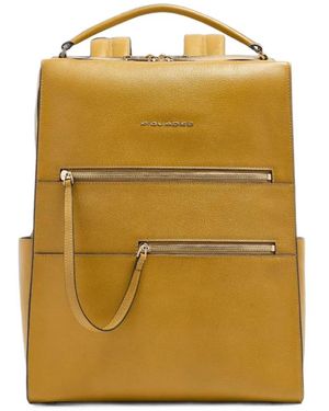 Piquadro Patricia Leather Laptop Backpack - Yellow