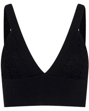 L'Agence Reverie Pointelle-Knit Vest - Black
