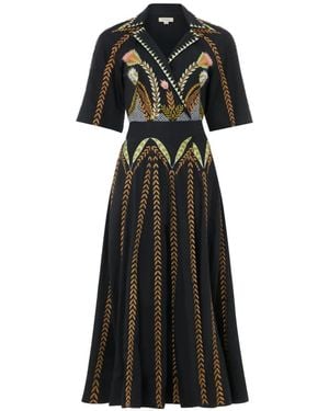 Temperley London Juniper Floral-Embroidered Wrap Dress - Black